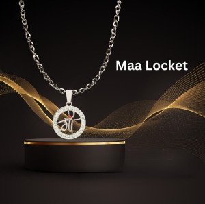 Maa Letter in Hindi,Mother Love Locket with Ball Chain Gold Zinc,Metal  Pendant for Unisex