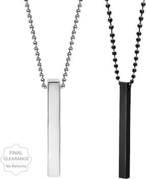 Buy okos Men's Jewellery Black 3D Cuboid Vertical Bar/Stick Stainless Steel Locket  Pendant Necklace for Boys and Men PD1000871BLK at