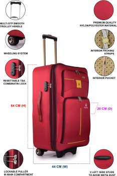 FLY Turbo 65 cms Soft Trolley Bag Check-in Suitcase - 26 inch Red - Price  in India