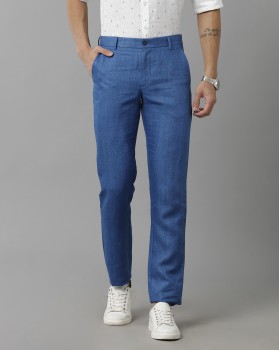 Moss Slim Fit Blue Linen Trousers for Men  Lyst
