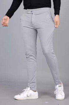 Buy UNITED COLORS OF BENETTON Grey Textured Polyester Viscose Slim Fit Mens  Casual Trousers  Shoppers Stop
