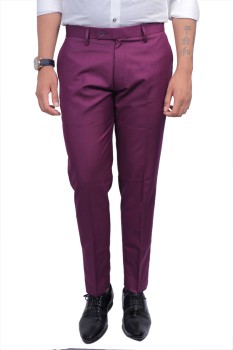 Tolopea Dark Purple PlainSolid Regular Fit Terry Rayon Pant For Men