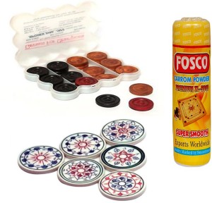 Buy GKC Ludo Goti with Dice Shaker and Arcyclic Carrom Coin with striger  and Carrom Powder,Black, red,white,green.yellow,blue Online at Low Prices  in India 