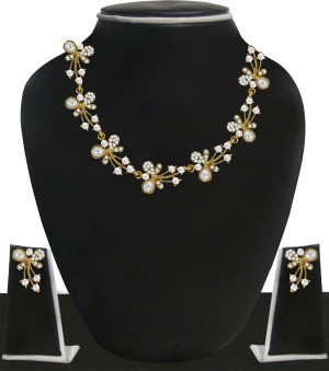 Zinc Jewel Set  (White, Gold)