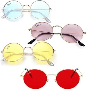 UV Protection Round Sunglasses (55)  (Violet, Red, Yellow, Blue)