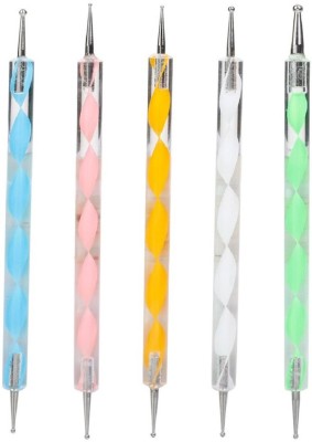 5 pieces Silicone Nail Tools Acrylic Rhinestone Handle Double-ended Nail  Art Pen for Design Nail