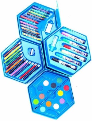 Kidzoo 46 Pieces Kids Multicolor Colouring Set - Kids First  Multi- Colouring Compact Kit Set