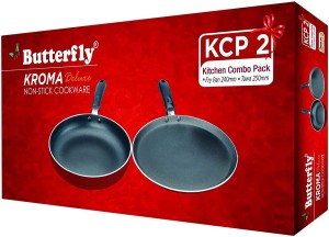 Alda Magic White Non Stick Cookware Gift Set - 4 Piece (1 Wok Pan, 1 Glass  Lid, 1 Fry Pan, 1 Tawa) Induction Bottom Non-Stick Coated Cookware Set  Price in India 