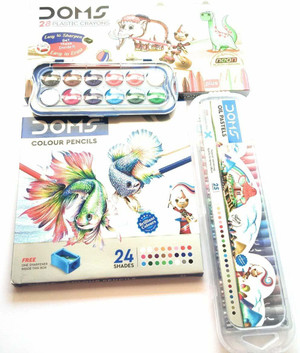  anjanaware Colour Fun Combo Kit, Assorted Items, Gifting  Kit, Drawing Book, Wax Crayons, Pencil, Eraser, Sharpner, Tempera  Colors