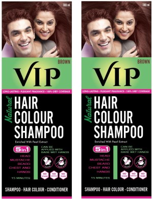 VIP Natural Hair Colour Shampoo  180ml Black  Instant And Long Lasting  Natural Hair Colour  Conditioner  JioMart