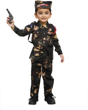  Kaku Fancy Dresses Our Helper/National Hero Indian Army Costume  -Green, for Boys & Girls : Toys & Games