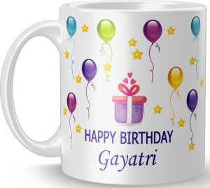 COLOR YARD best happy birth day Gayatri with cake, balloons and pink color  design on Ceramic Coffee Mug Price in India - Buy COLOR YARD best happy  birth day Gayatri with cake,
