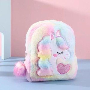 Flywind Unicorn Toddler Tote Bag, Colorful Plush Princess Cute Unicorn Crossbody Handbags Best Gift for Girls 1-6 Years