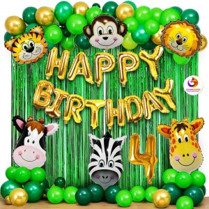 Jungle Theme Party Decoration - 57Pcs For Boys Girls With Fairy Lights -  Jungle Theme Birthday Party Decorations, Animal Theme Birthday Party