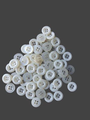 HIRDAY? Button Polyester Round Ring with 4 Holes Buttons (Pack of