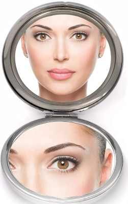 MAJESTIQUE 1X/2X Magnifying Round Metal Pocket Makeup Mirror