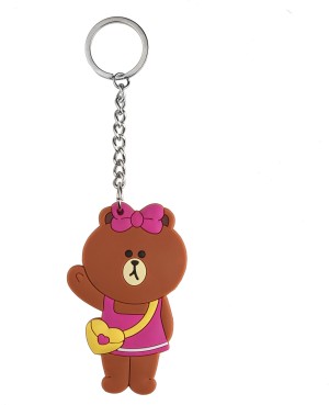 2 Pcs Cute Brown Bear Cony Bunny Key Chains Couple Key Ring Bag