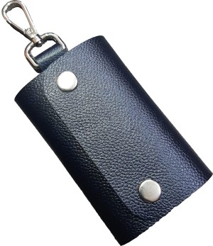 Premium Leather Car Keychain Key Holder Bag Black Zipper Case Remote Wallet  Bag - CS128Y2L9UR