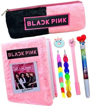 Neel Girls BTS Pink Big Pencil Pouch for Girls Zipper Closer  Pencil Geometry Box BTS Black Pink Girls Pouch Large Capacity Travel  Cosmetic Pouch for Girls Best Gift Art Canvas