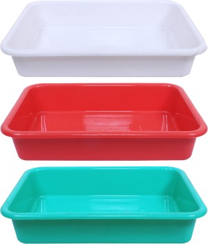 Morvi Wonder Plastic Prime Exel Small Plastic Tray for Home/Kitchen/Office,  Set of 4, 2 Ltr, Grey Color, Made in India Tray Price in India - Buy Morvi  Wonder Plastic Prime Exel Small