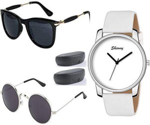 Sheomy Unisex Combo offer pack of 3 shades glasses White Black