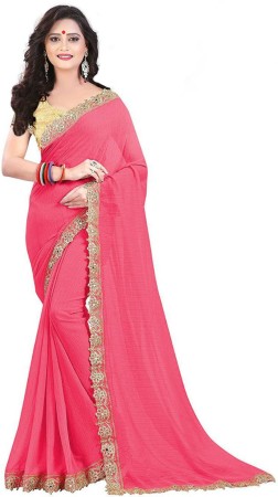 Embroidered Bollywood Poly Georgette Saree  (Pink)