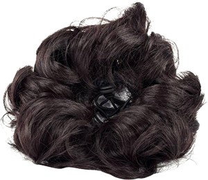 HONBON Women curly Hair Bride Bun juda rubber free size Natural Black Pack Of 1 … Bun  (Black)