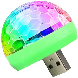 Tech Unboxing USB Led Disco 3W USB Powered Mini RGB LED Disco Ball Shape Stage Effect Party Club DJ Light Led Light  (Green)