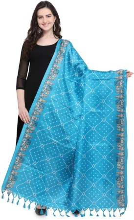 Art Silk Printed Blue Women Dupatta