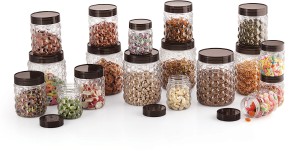 MASTERCOOK 18 PC PET JARS SET  - 250 ml, 600 ml, 1200 ml Plastic Grocery Container  (Pack of 18, Clear)