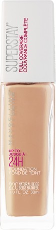 MAYBELLINE NEW YORK Super Stay 24H Full coverage Liquid  Foundation  (Natural Beige 220, 30 ml)