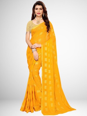 Woven Fashion Chiffon Saree  (Yellow)