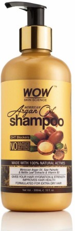 WOW Skin Science Moroccan Argan Oil Shampoo (with DHT Blocker) - 300 mL Men & Women  (300 ml)