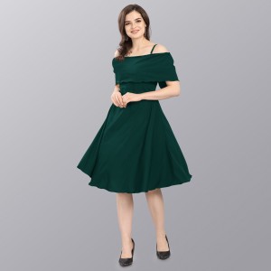 Women A-line Green Dress