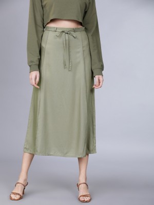 Women Solid A-line Green Skirt
