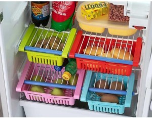 HUMBLE KART 4 Pcs Adjustable Fridge Storage Rack Fruits/Vegetables Kitchen Rack Fruits/Vegetables Kitchen Rack  (Plastic)