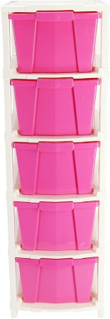 3D METRO SUPER STORE Plastic Free Standing Chest of Drawers  (Finish Color - PINK)