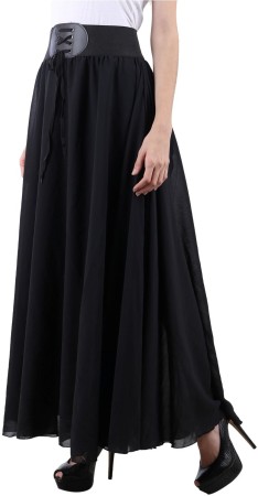 Women Solid Regular Black Skirt