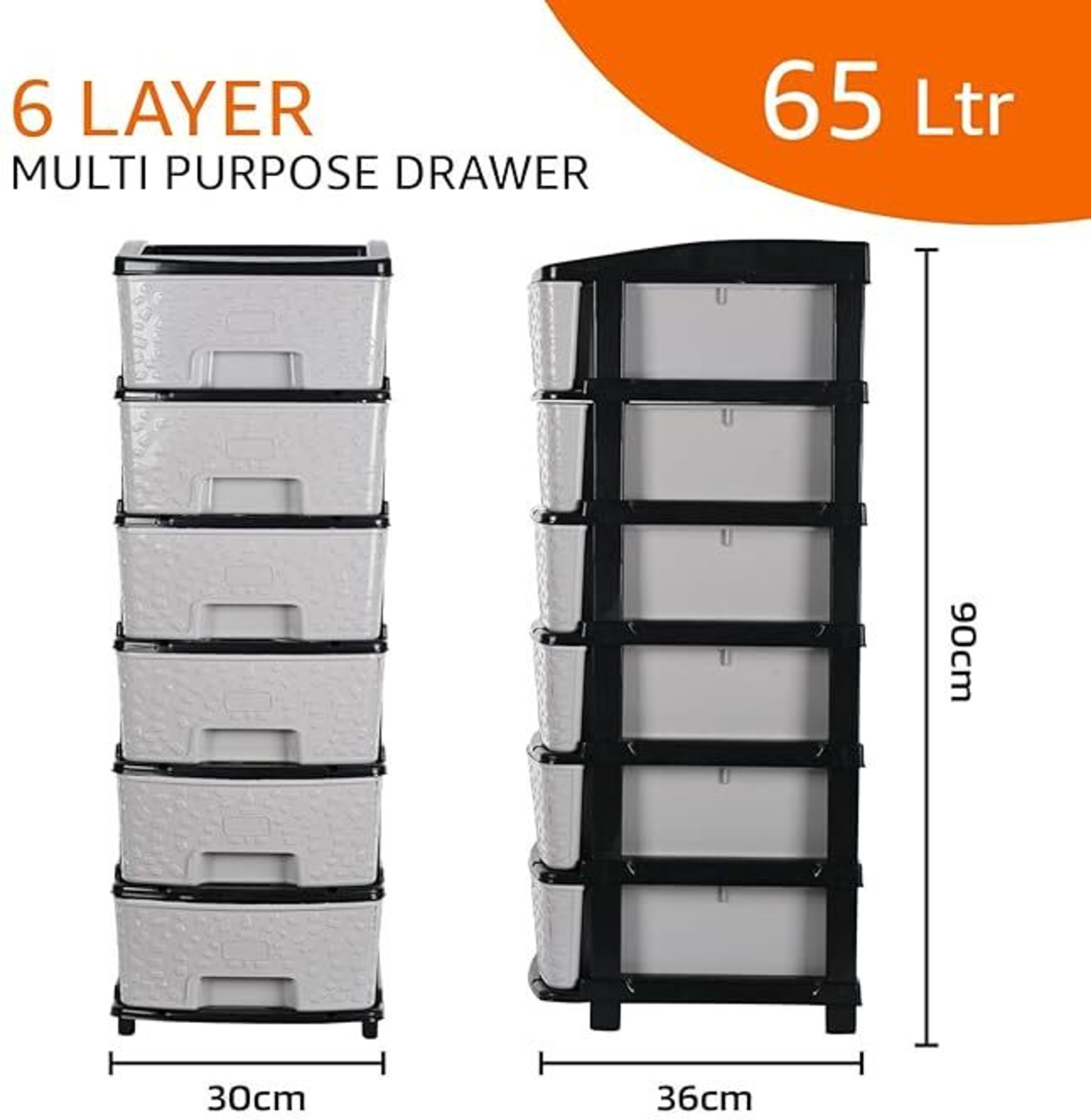 TOOBIL 6 Compartments PLASTIC DESK ORGANIZER (Grey)