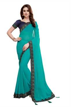 Embellished, Solid Fashion Poly Georgette Saree
