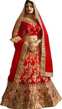 Embroidered Semi Stitched Lehenga Choli
