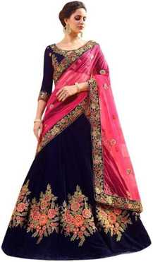 Embroidered Semi Stitched Lehenga Choli
