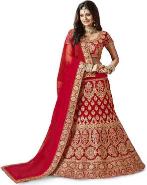 Embroidered Semi Stitched Lehenga Choli