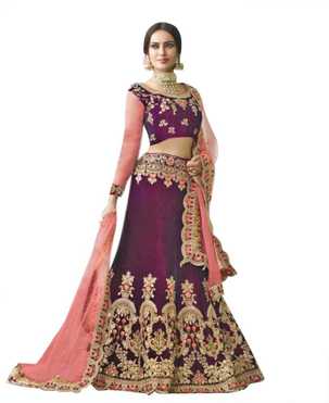 Embroidered Semi Stitched Lehenga Choli