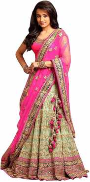 Embroidered, Embellished Semi Stitched Lehenga Choli