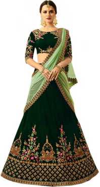 Embroidered Semi Stitched Lehenga Choli
