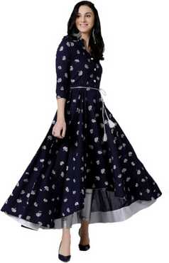 Women Printed Rayon High Low Kurta