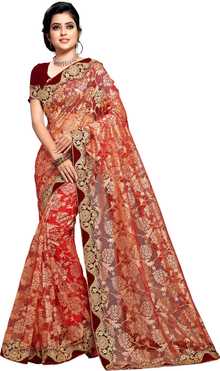 Embroidered Bollywood Net Saree