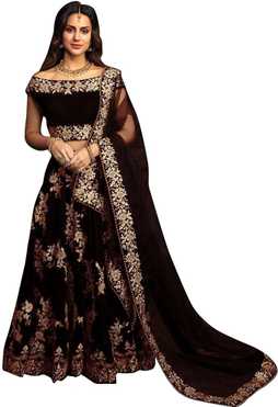 Embroidered Semi Stitched Lehenga Choli