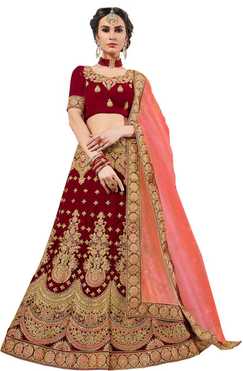 Embroidered Semi Stitched Lehenga Choli